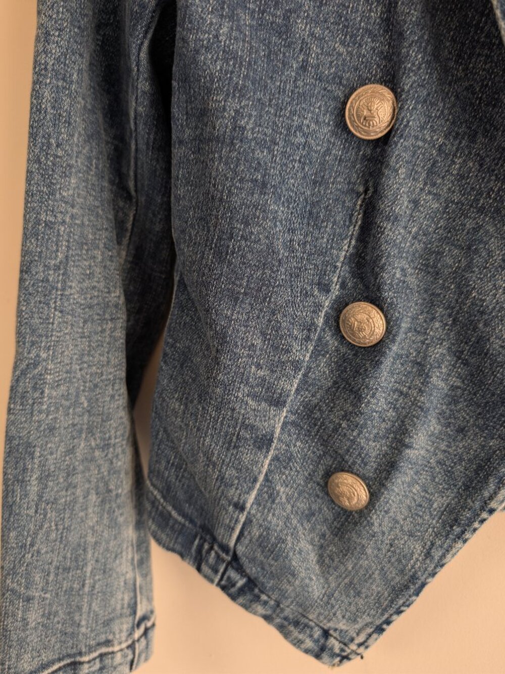 L'Agence Wayne Denim Cropped Blazer Jacket - Picture 13 of 16